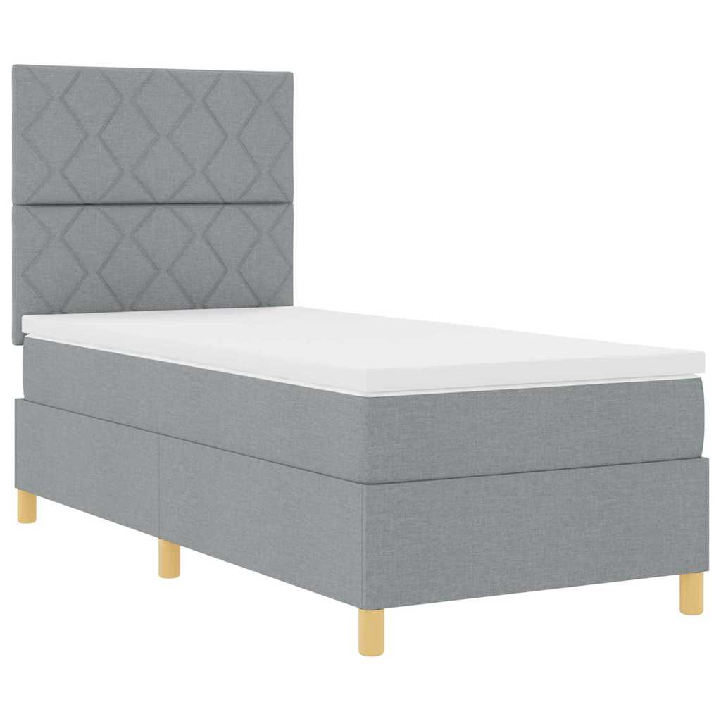 Box Spring Seng Med Madras Lysegrå 90 X 200 Cm Stof - Billede 7