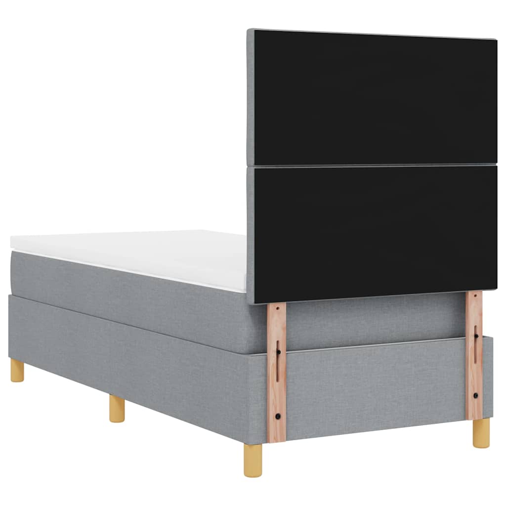 Box Spring Seng Med Madras Lysegrå 90 X 200 Cm Stof - Billede 11