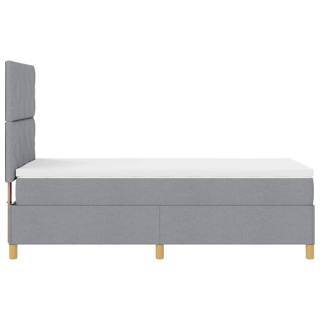 Box Spring Seng Med Madras Lysegrå 90 X 200 Cm Stof - Billede 10