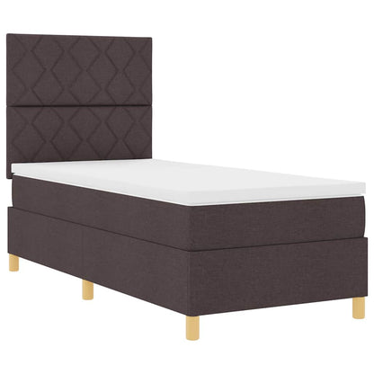 Box Spring Seng Med Madras Mørkebrun 90 X 200 Cm Stof - Billede 7