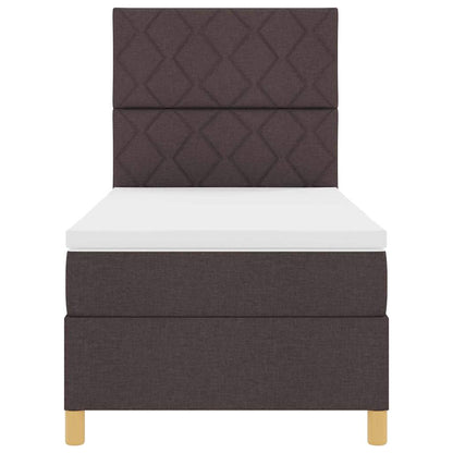 Box Spring Seng Med Madras Mørkebrun 90 X 200 Cm Stof - Billede 9