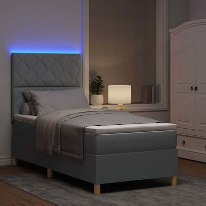 Box Spring Seng Med Madras Lysegrå 100 X 200 Cm Stof - Billede 6