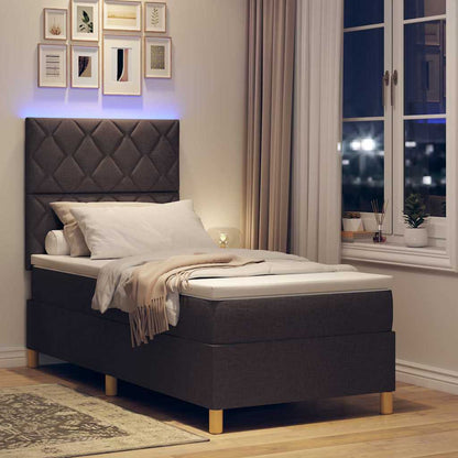 Box Spring Seng Med Madras Mørkebrun 100 X 200 Cm Stof - Billede 6