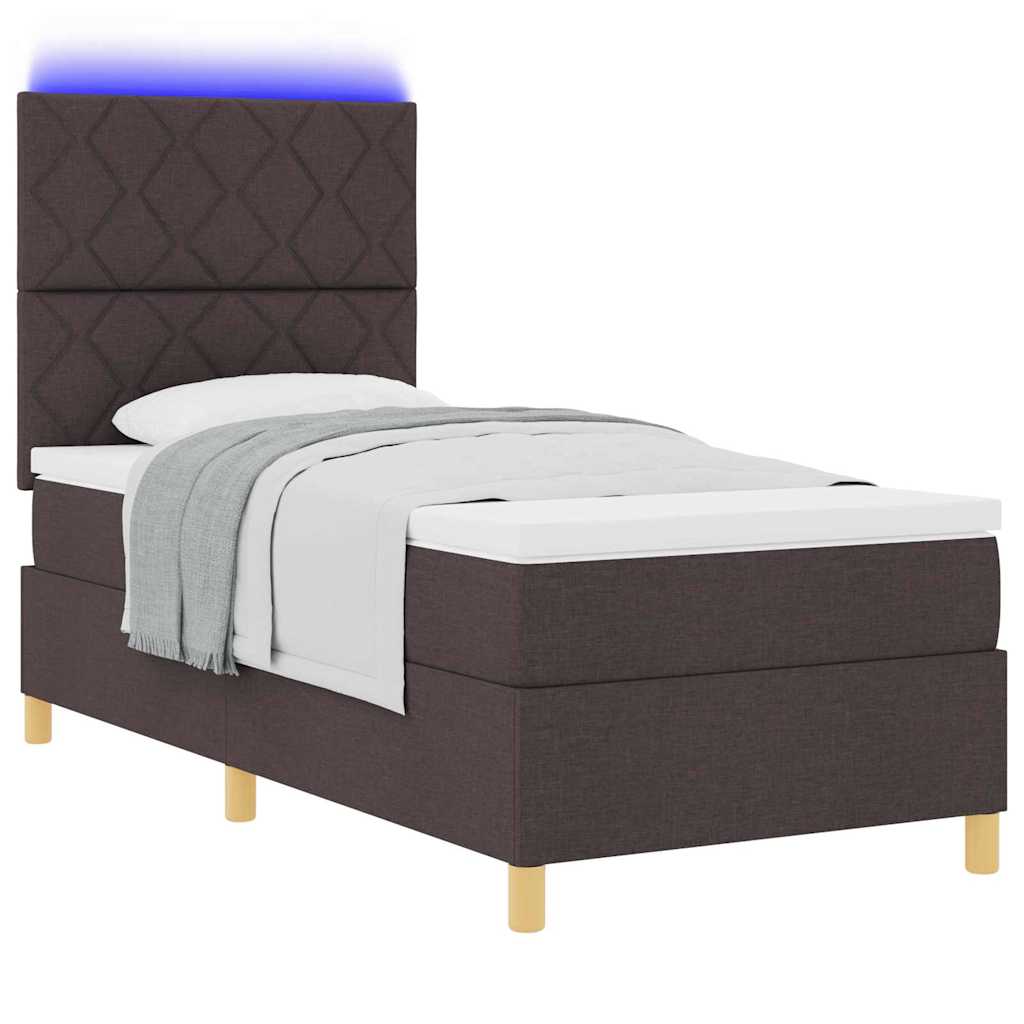 Box Spring Seng Med Madras Mørkebrun 100 X 200 Cm Stof - Billede 3