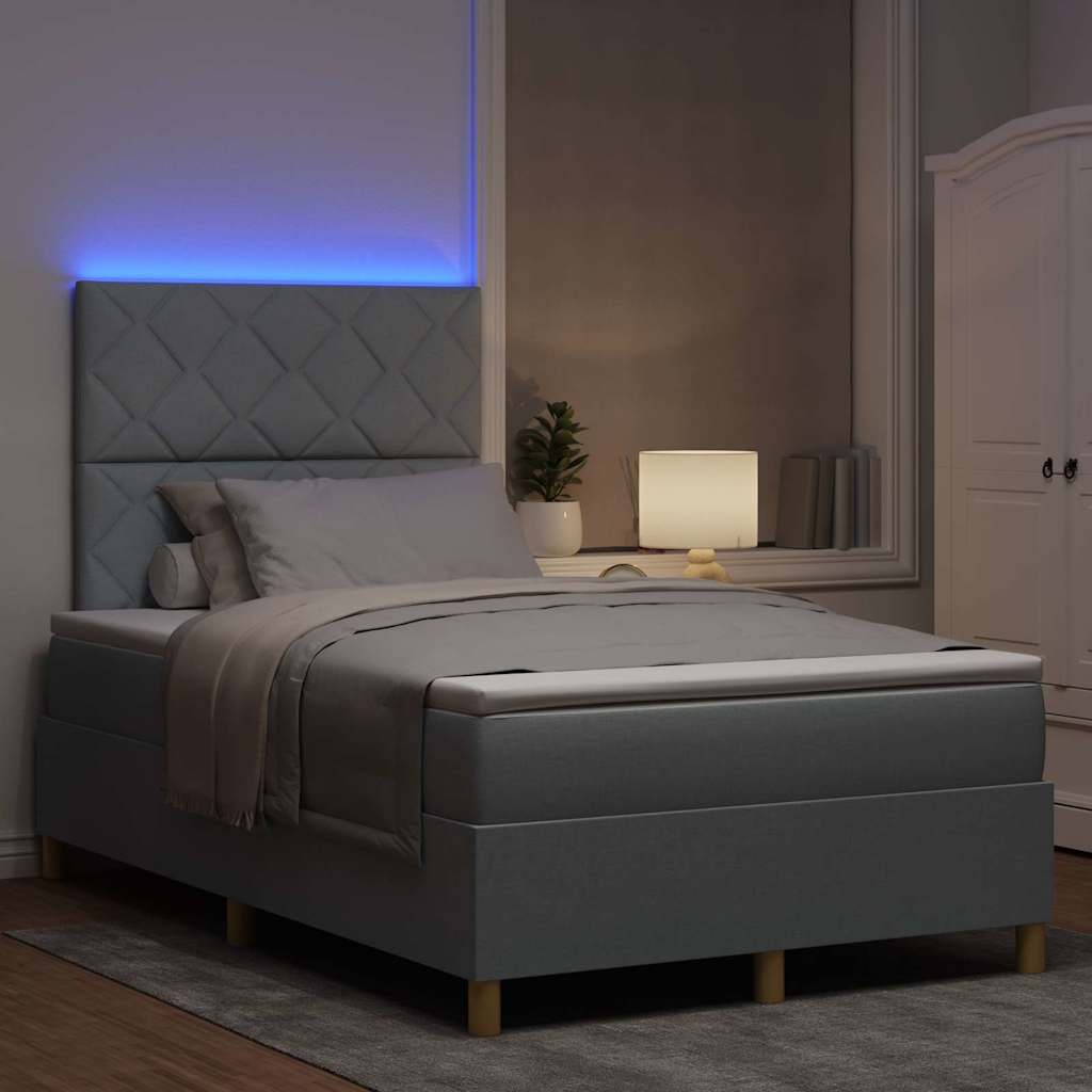 Box Spring Seng Med Madras Lysegrå 120 X 190 Cm Stof - Billede 6