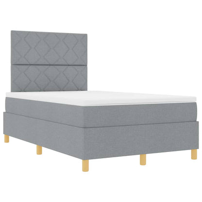 Box Spring Seng Med Madras Lysegrå 120 X 190 Cm Stof - Billede 7
