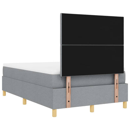 Box Spring Seng Med Madras Lysegrå 120 X 190 Cm Stof - Billede 11