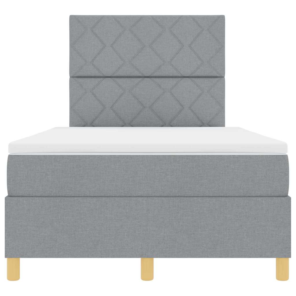Box Spring Seng Med Madras Lysegrå 120 X 190 Cm Stof - Billede 9