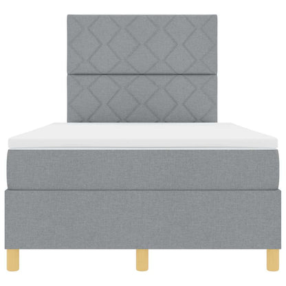 Box Spring Seng Med Madras Lysegrå 120 X 190 Cm Stof - Billede 9