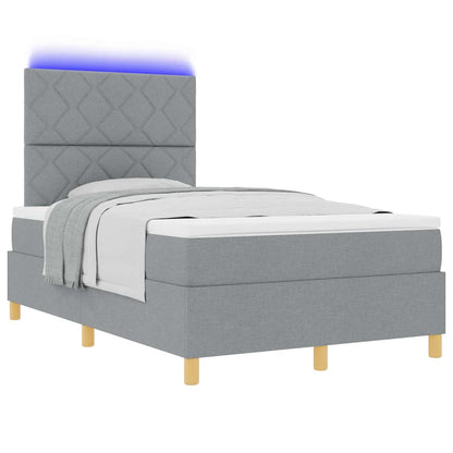 Box Spring Seng Med Madras Lysegrå 120 X 190 Cm Stof - Billede 3