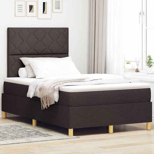 Box Spring Seng Med Madras Mørkebrun 120 X 190 Cm Stof - Hovedbillede