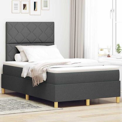 Box Spring Seng Med Madras Mørkegrå 120 X 200 Cm Stof - Hovedbillede