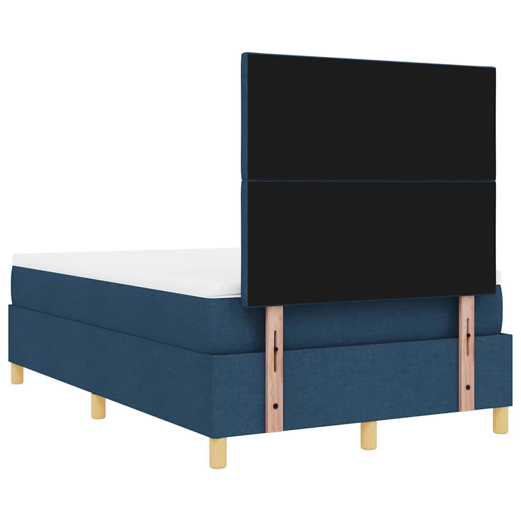 Box Spring Seng Med Madras Med Hovedgærde Blå 120 X 200 Cm Stof - Billede 10