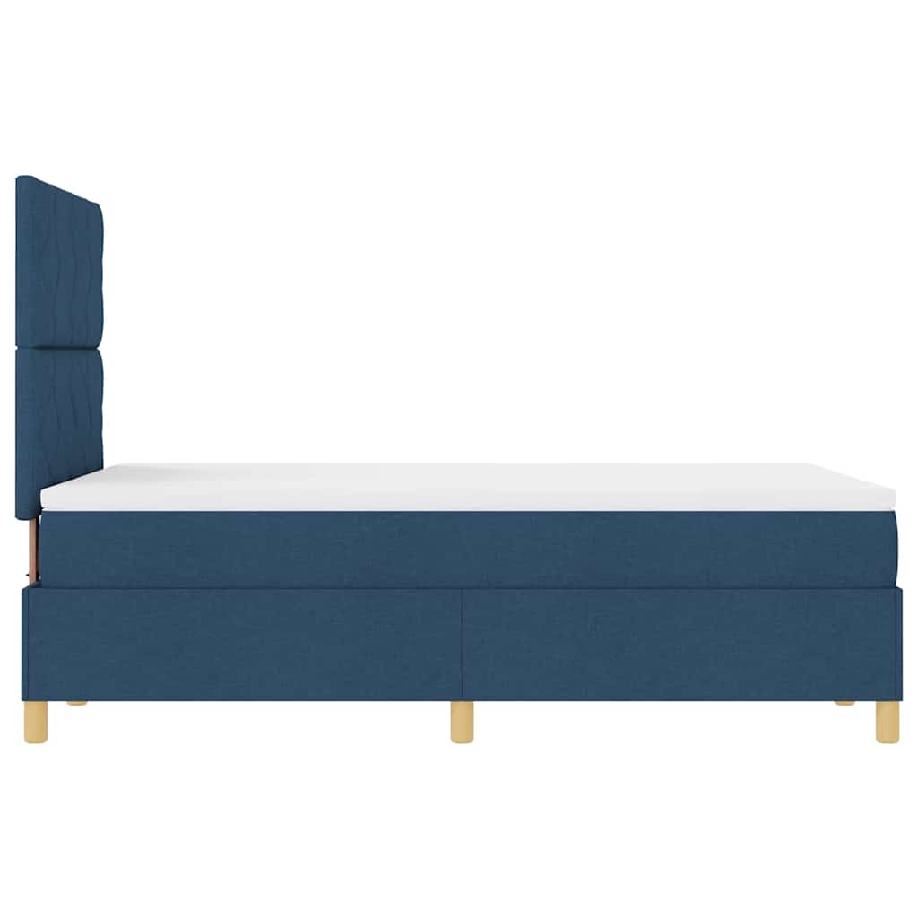 Box Spring Seng Med Madras Med Hovedgærde Blå 120 X 200 Cm Stof - Billede 9