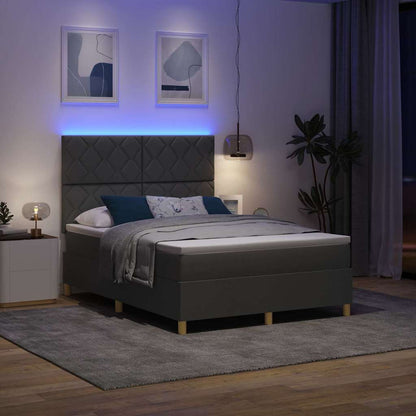 Box Spring Seng Med Madras Mørkegrå 140 X 190 Cm Stof - Billede 5