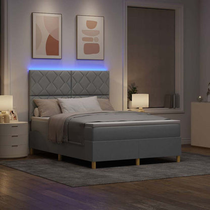 Box Spring Seng Med Madras Lysegrå 140 X 200 Cm Stof - Billede 5