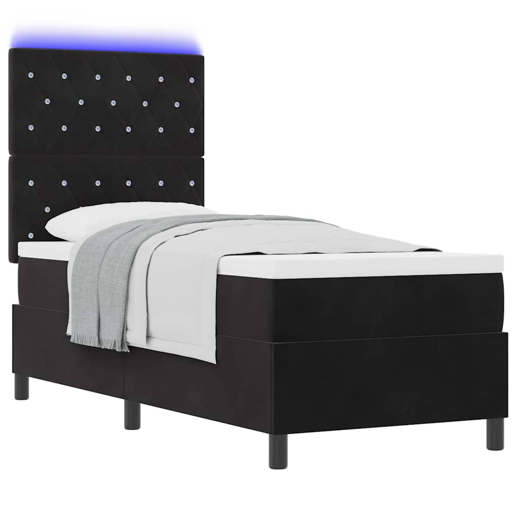 Box Spring Seng Med Madras Sort 80 X 200 Cm Fløjl - Billede 3