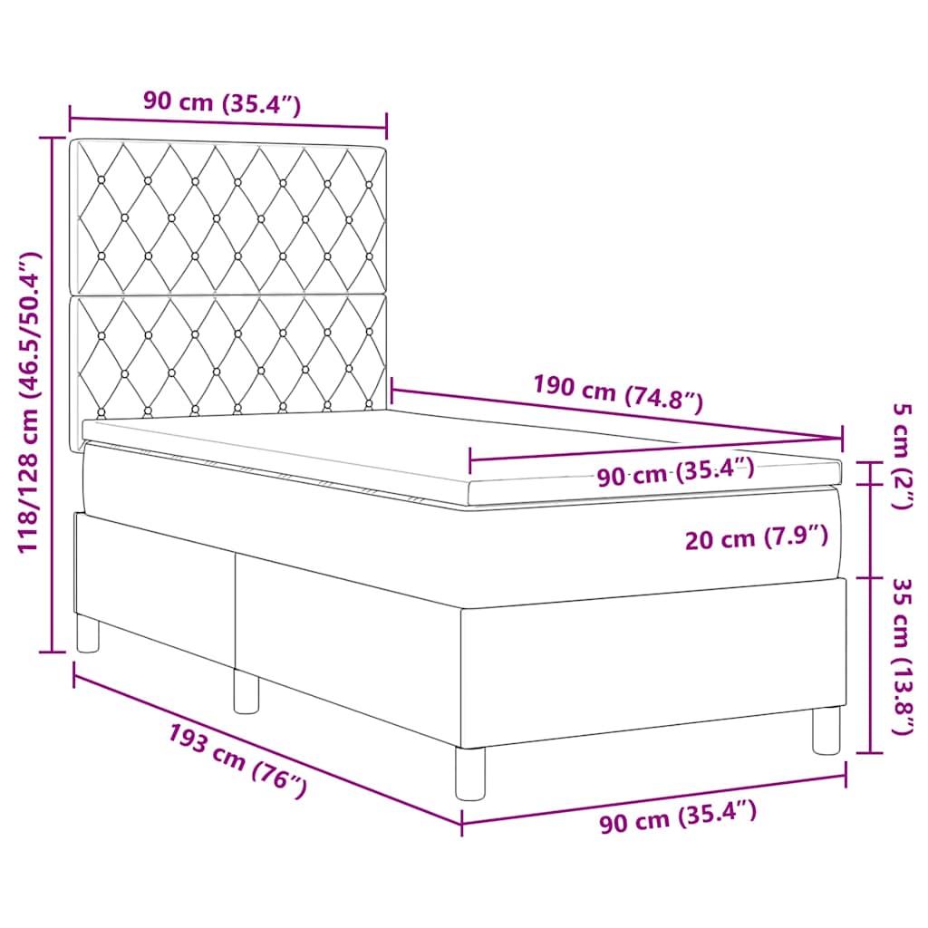 LED Box Spring Bed Med Madras Fløjl - Billede 14