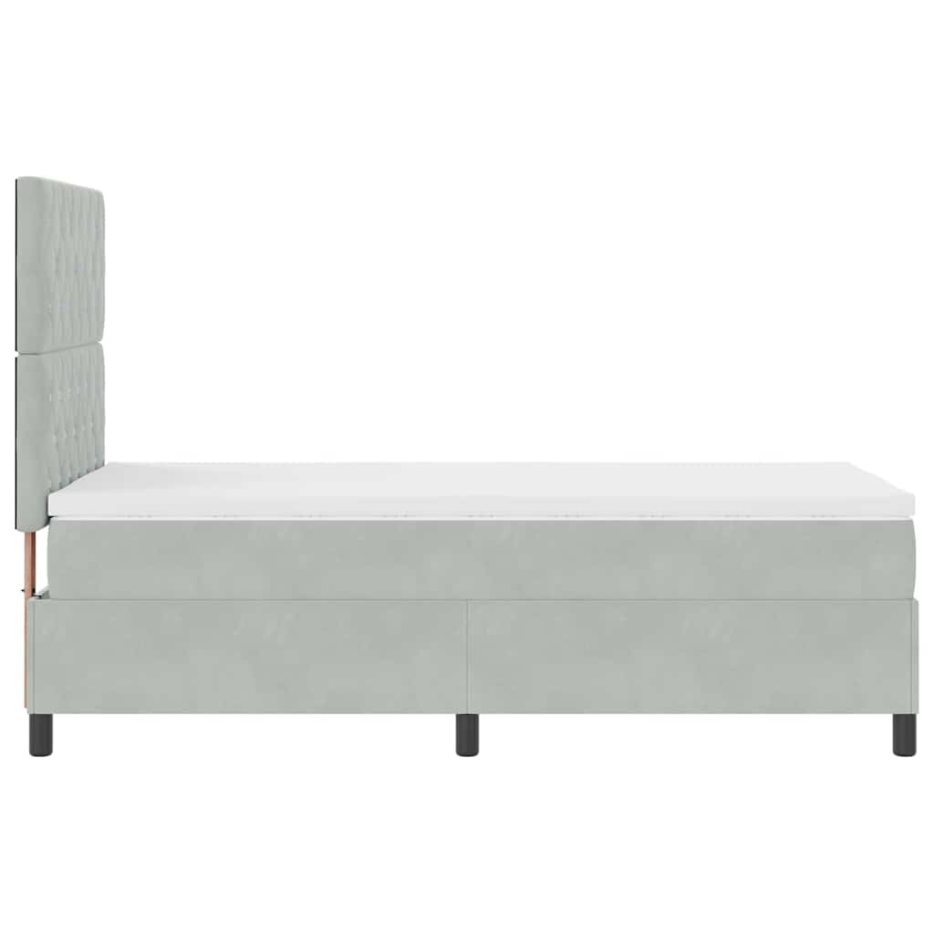 Box Spring Seng Med Madras Lysegrå 90 X 200 Cm Fløjl - Billede 10
