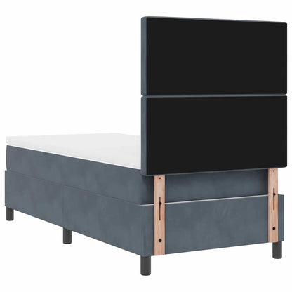 Box Spring Seng Med Madras Mørkegrå 100 X 200 Cm Fløjl - Billede 10