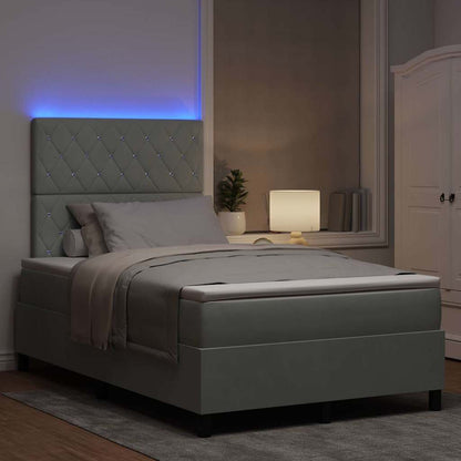 Box Spring Seng Med Madras Lysegrå 120 X 190 Cm Fløjl - Billede 6
