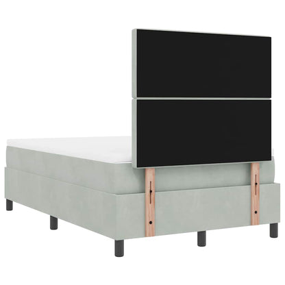 Box Spring Seng Med Madras Lysegrå 120 X 190 Cm Fløjl - Billede 11