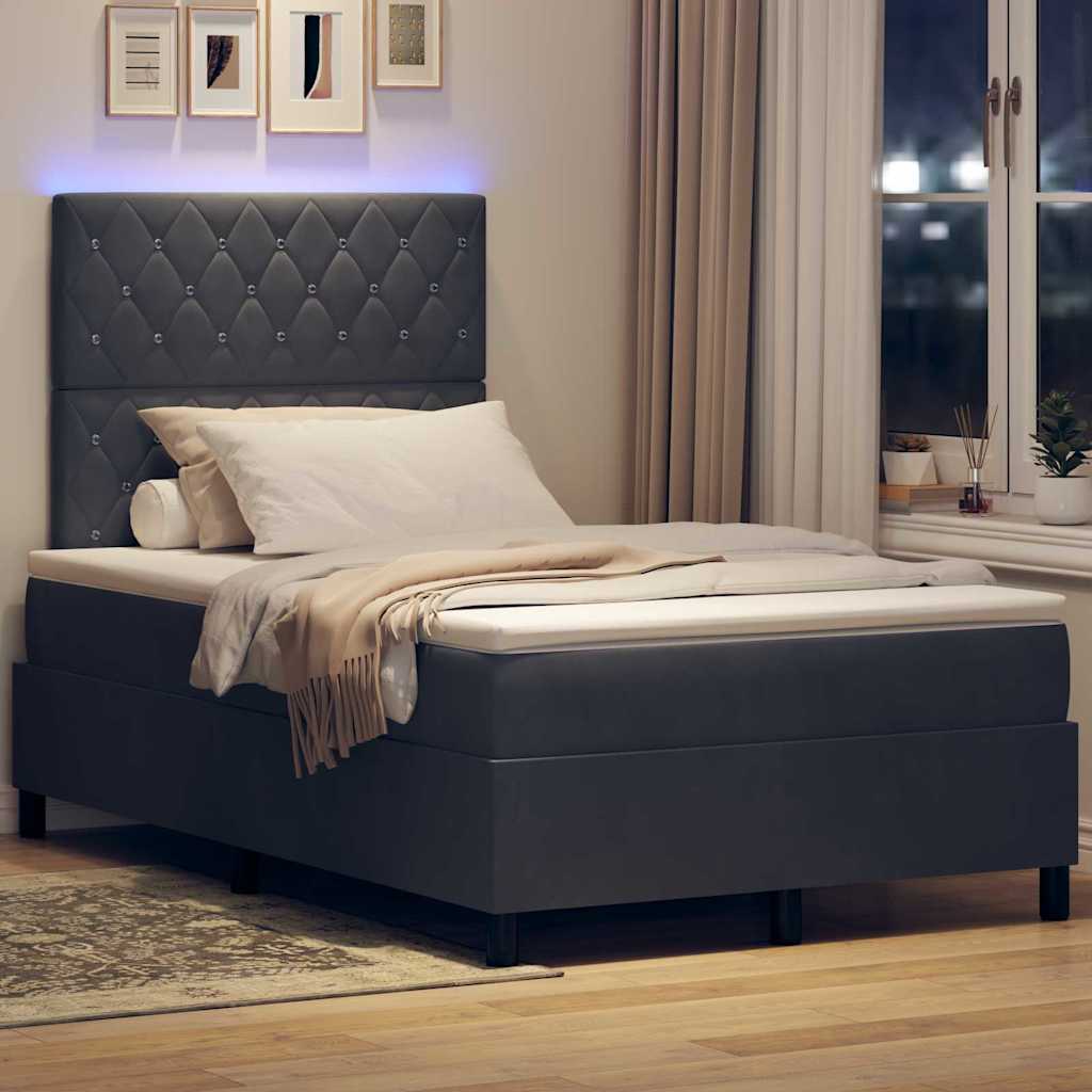 Box Spring Seng Med Madras Mørkegrå 120 X 200 Cm Fløjl - Billede 6