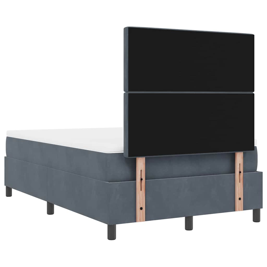 Box Spring Seng Med Madras Mørkegrå 120 X 200 Cm Fløjl - Billede 11