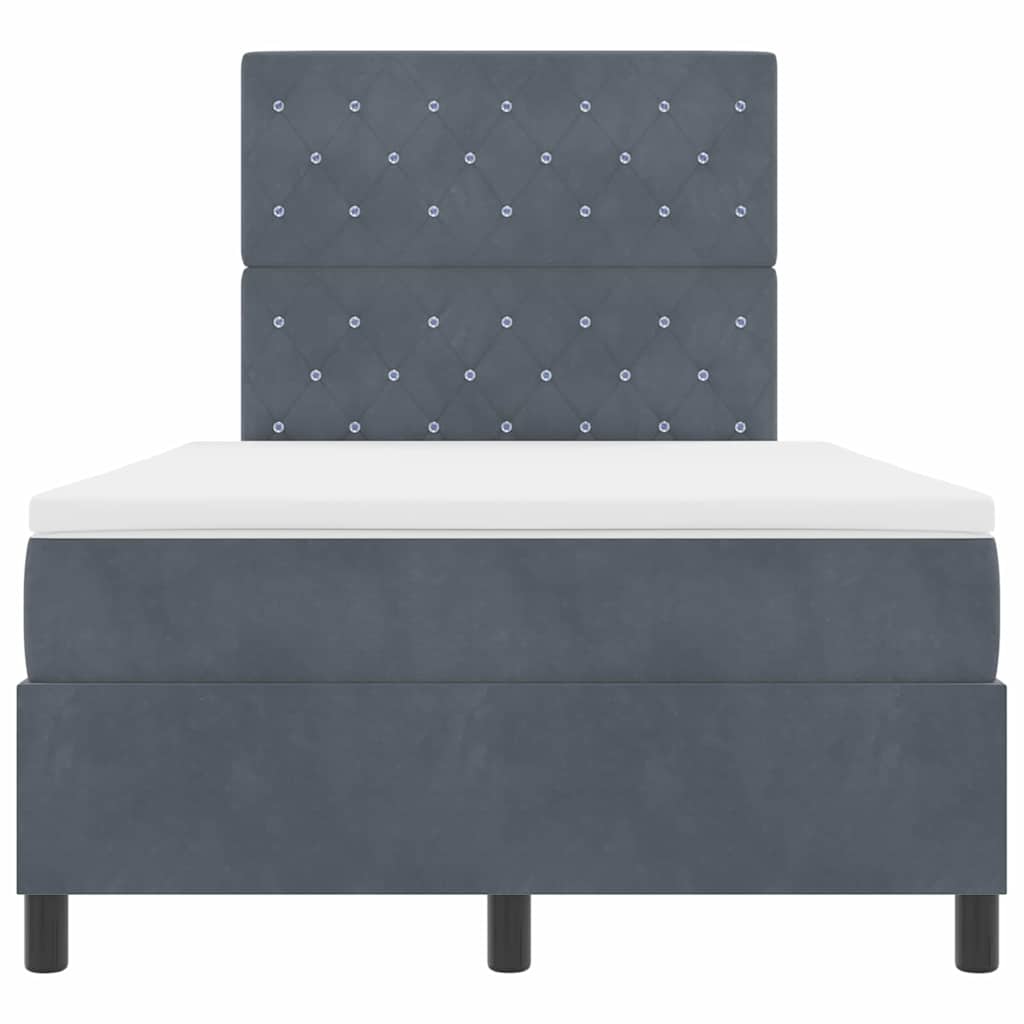 Box Spring Seng Med Madras Mørkegrå 120 X 200 Cm Fløjl - Billede 9
