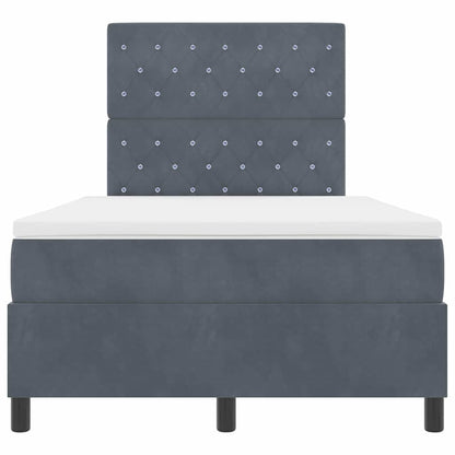Box Spring Seng Med Madras Mørkegrå 120 X 200 Cm Fløjl - Billede 9