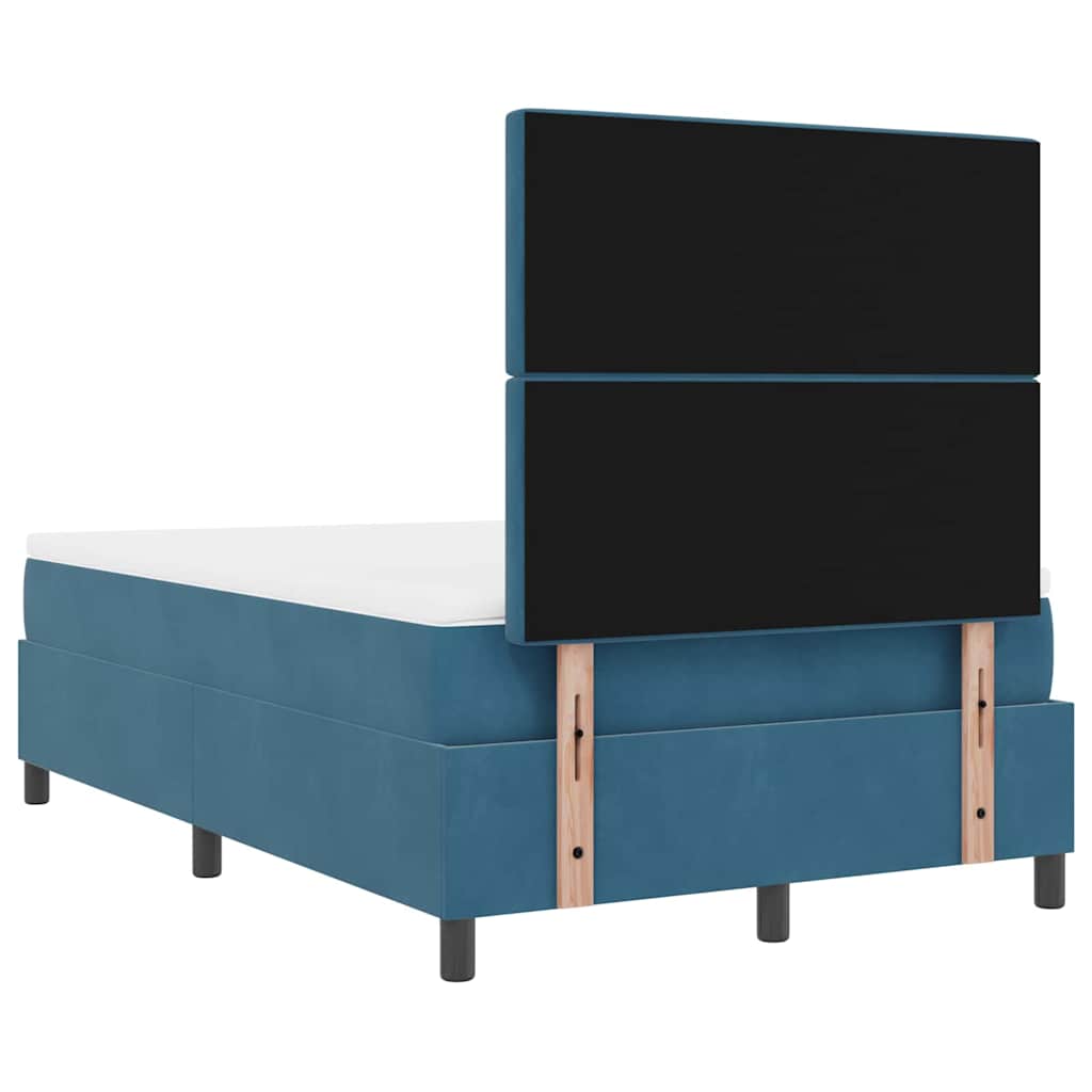 Box Spring Seng Med Madras Mørkeblå 120 X 200 Cm Fløjl - Billede 11