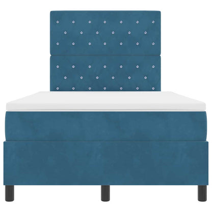 Box Spring Seng Med Madras Mørkeblå 120 X 200 Cm Fløjl - Billede 9