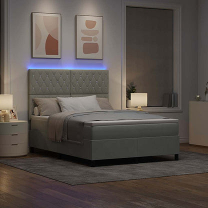 Box Spring Seng Med Madras Lysegrå 160 X 200 Cm Fløjl - Billede 6