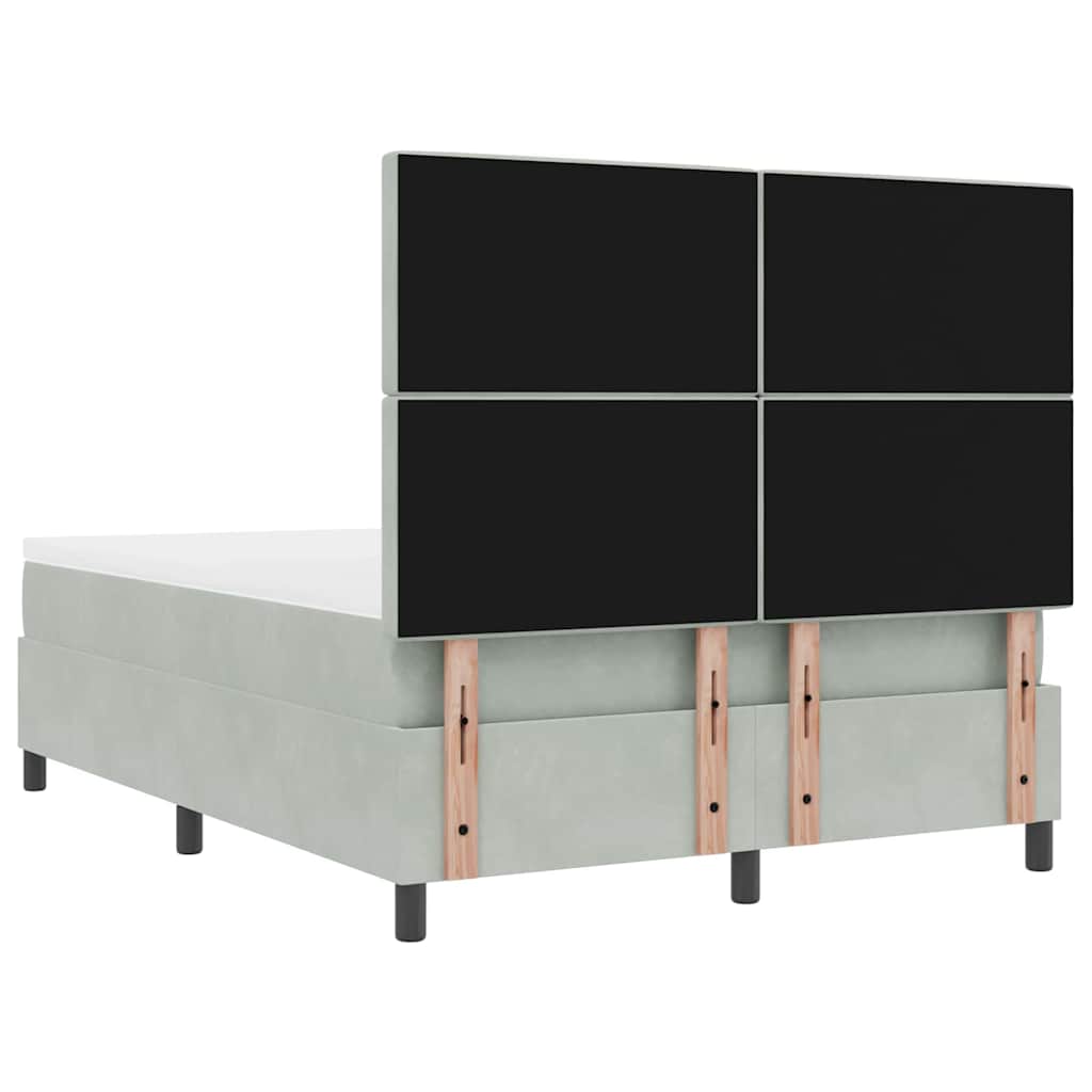 Box Spring Seng Med Madras Lysegrå 160 X 200 Cm Fløjl - Billede 11