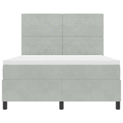 Box Spring Seng Med Madras Lysegrå 160 X 200 Cm Fløjl - Billede 9