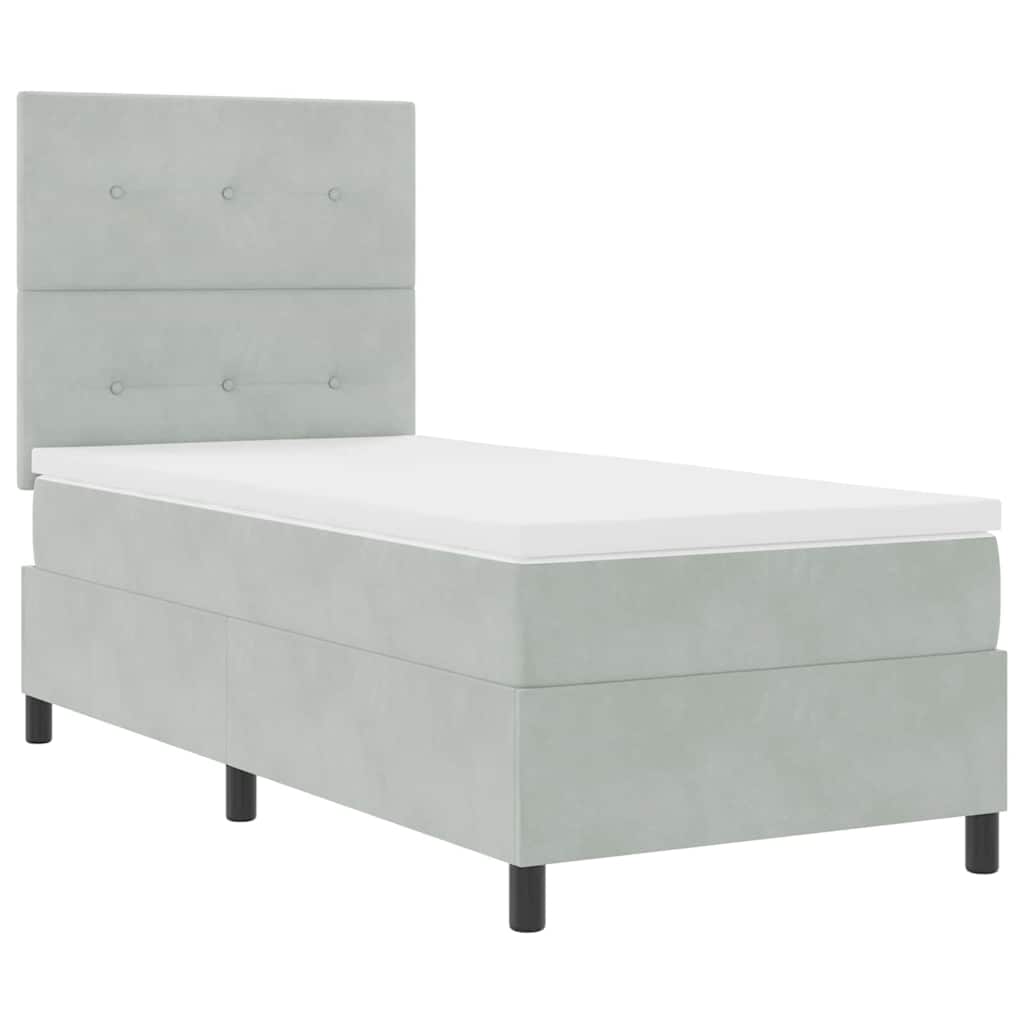 LED Box Spring Bed Med Hovedgærde Fløjl - Billede 6