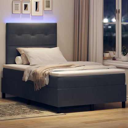 Box Spring Seng Med Madras Mørkegrå 120 X 200 Cm Fløjl - Billede 6