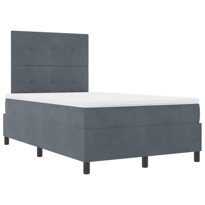 Box Spring Seng Med Madras Mørkegrå 120 X 200 Cm Fløjl - Billede 7