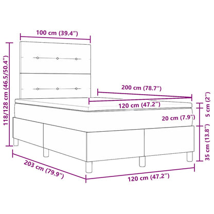 Box Spring Seng Med Madras Mørkegrå 120 X 200 Cm Fløjl - Billede 13