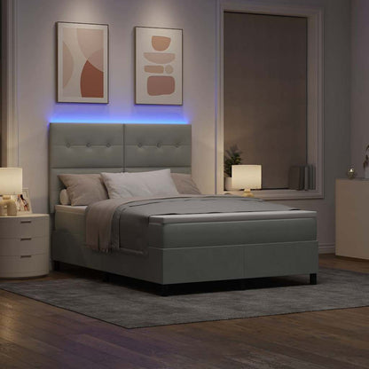 Box Spring Seng Med Madras Lysegrå 160 X 200 Cm Fløjl - Billede 6