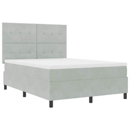 Box Spring Seng Med Madras Lysegrå 160 X 200 Cm Fløjl - Billede 2