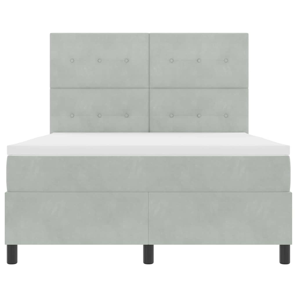 Box Spring Seng Med Madras Lysegrå 160 X 200 Cm Fløjl - Billede 9
