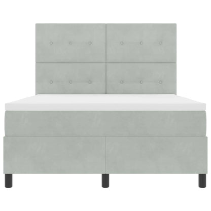Box Spring Seng Med Madras Lysegrå 160 X 200 Cm Fløjl - Billede 9