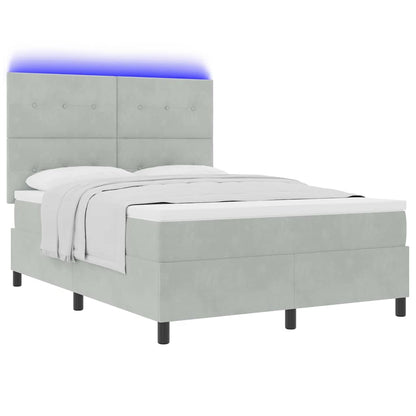 Box Spring Seng Med Madras Lysegrå 160 X 200 Cm Fløjl - Billede 3