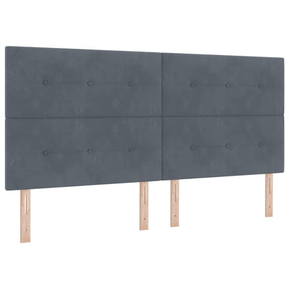 Box Spring Seng Med Madras Mørkegrå 200 X 200 Cm Fløjl - Billede 7