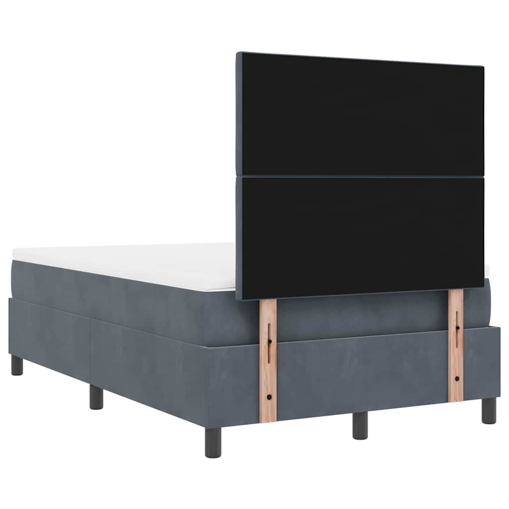 Box Spring Seng Med Madras Mørkegrå 120 X 200 Cm Fløjl - Billede 11