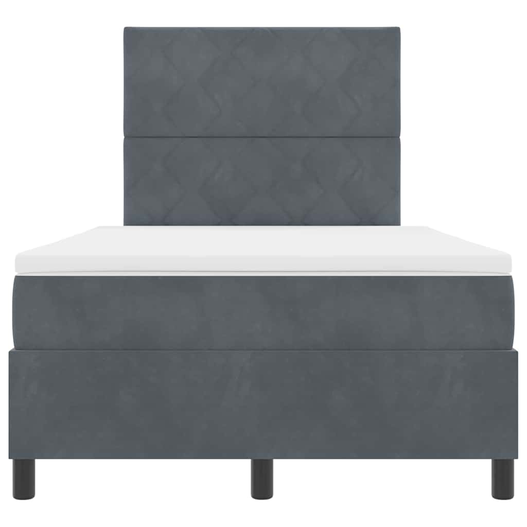 Box Spring Seng Med Madras Mørkegrå 120 X 200 Cm Fløjl - Billede 9