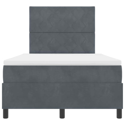Box Spring Seng Med Madras Mørkegrå 120 X 200 Cm Fløjl - Billede 9