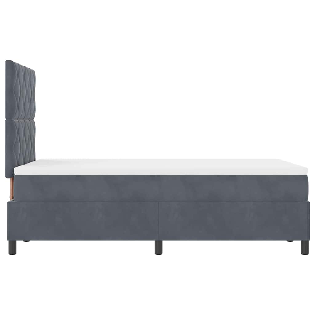 Box Spring Seng Med Madras Mørkegrå 120 X 200 Cm Fløjl - Billede 10