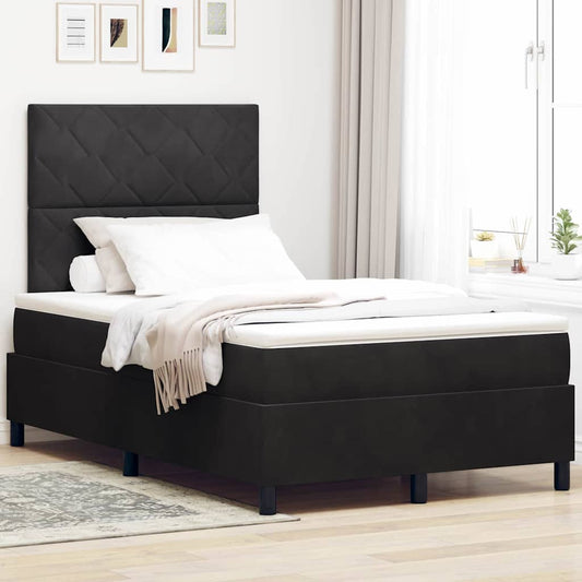 Box Spring Seng Med Madras Sort 120 X 200 Cm Fløjl - Hovedbillede